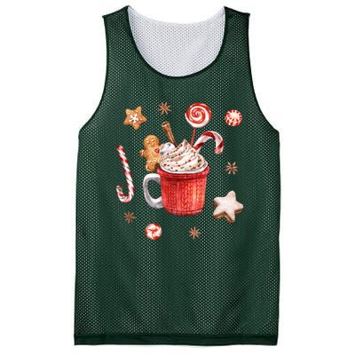 Christmas Season Gingerbread Hot Coco Mesh Reversible Basketball Jersey Tank