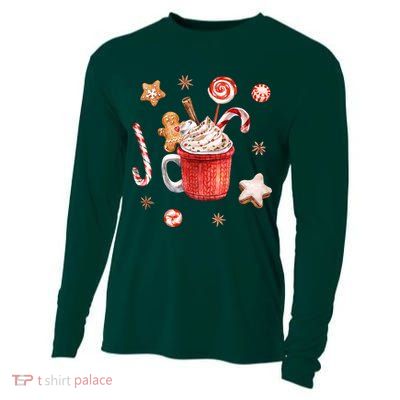 Christmas Season Gingerbread Hot Coco Cooling Performance Long Sleeve Crew