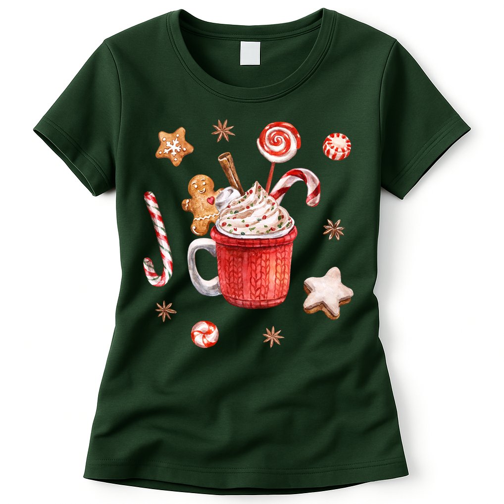 Christmas Season Gingerbread Hot Coco Womens T-Shirt