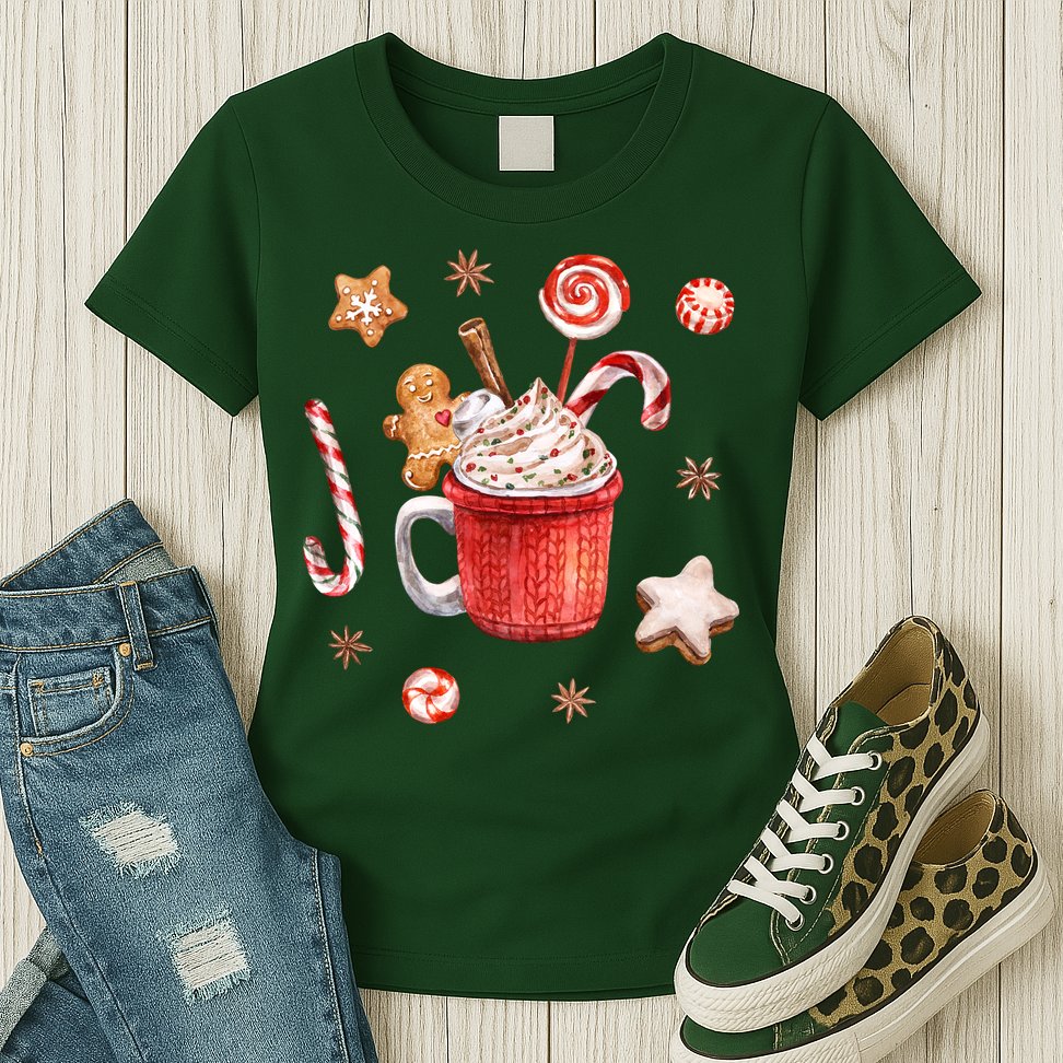 Christmas Season Gingerbread Hot Coco Womens T-Shirt