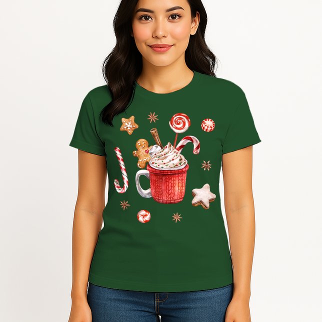 Christmas Season Gingerbread Hot Coco Womens T-Shirt