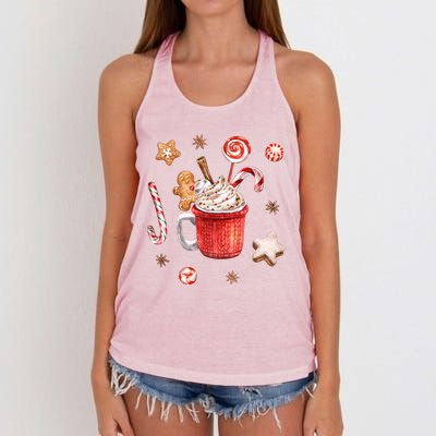 Christmas Season Gingerbread Hot Coco Women's Knotted Racerback Tank