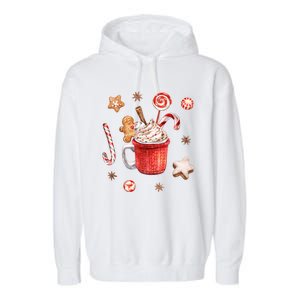 Christmas Season Gingerbread Hot Coco Garment-Dyed Fleece Hoodie