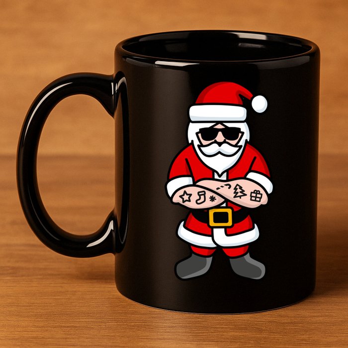 Cool Santa Gangster 11oz C Handle Ceramic Mug