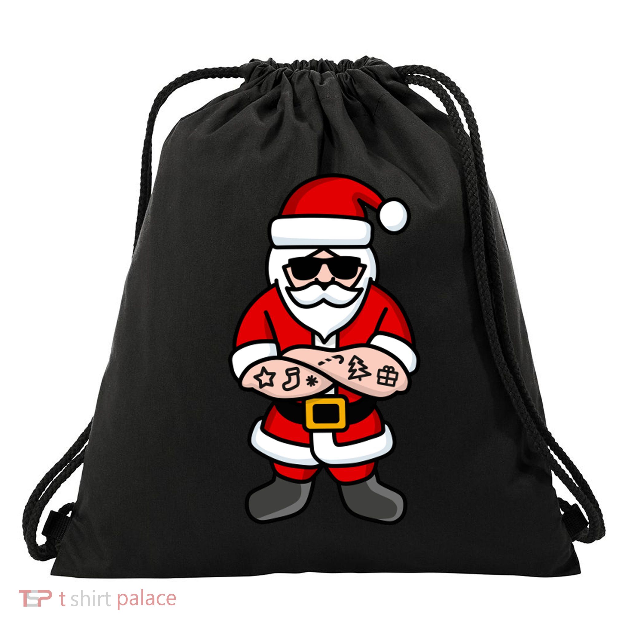 Cool Santa Gangster Drawstring Bag