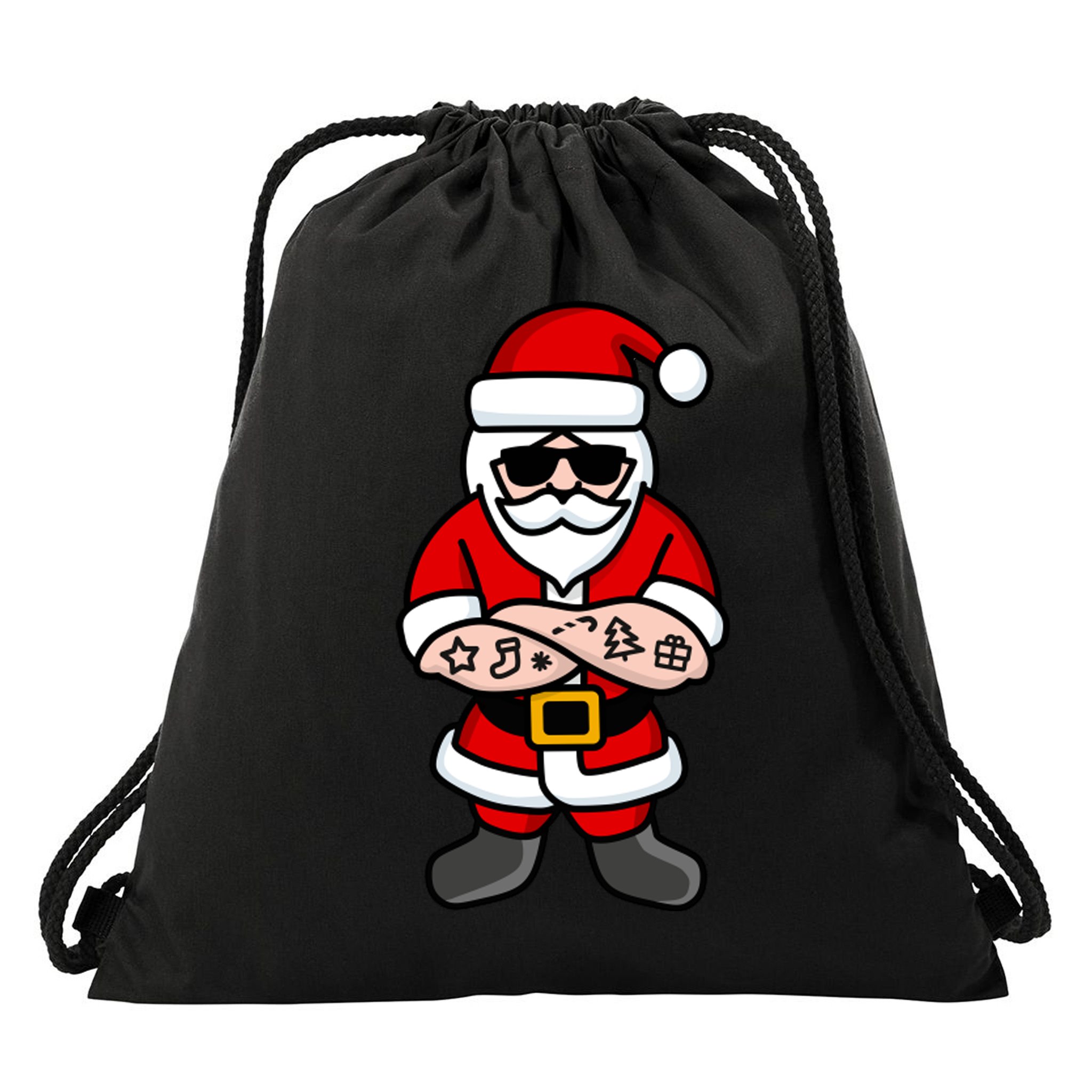 Cool Santa Gangster Drawstring Bag