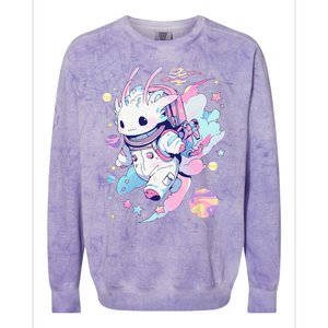 Cute Space Galaxy Axolotl Pastel Goth Aesthetic Nu Goth Colorblast Crewneck Sweatshirt