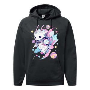 Cute Space Galaxy Axolotl Pastel Goth Aesthetic Nu Goth Performance Fleece Hoodie