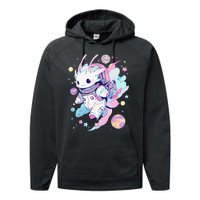 Cute Space Galaxy Axolotl Pastel Goth Aesthetic Nu Goth Performance Fleece Hoodie