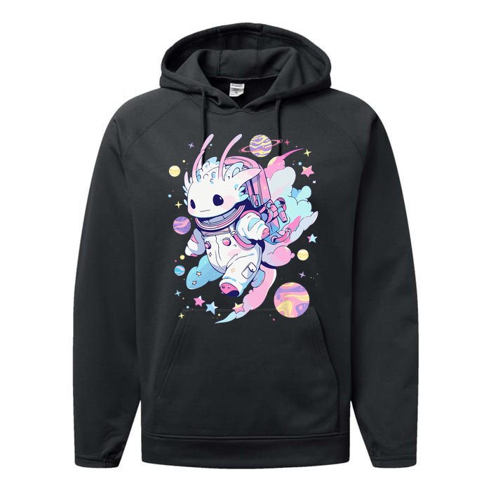 Cute Space Galaxy Axolotl Pastel Goth Aesthetic Nu Goth Performance Fleece Hoodie