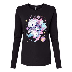 Cute Space Galaxy Axolotl Pastel Goth Aesthetic Nu Goth Womens Cotton Relaxed Long Sleeve T-Shirt