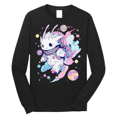Cute Space Galaxy Axolotl Pastel Goth Aesthetic Nu Goth Long Sleeve Shirt