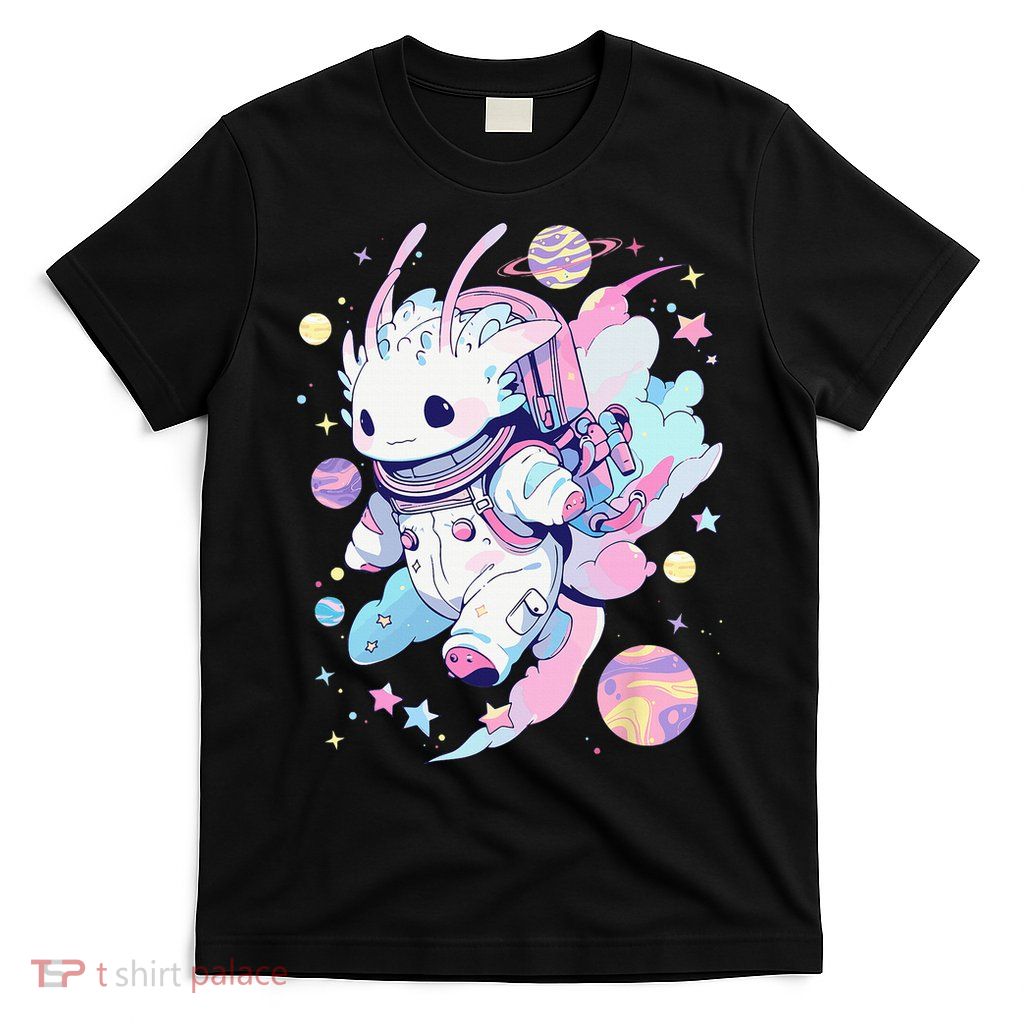 Cute Space Galaxy Axolotl Pastel Goth Aesthetic Nu Goth T-Shirt