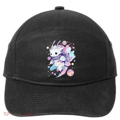 Cute Space Galaxy Axolotl Pastel Goth Aesthetic Nu Goth 7-Panel Snapback Hat