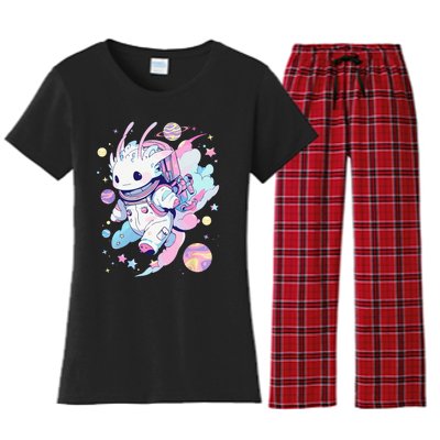 Cute Space Galaxy Axolotl Pastel Goth Aesthetic Nu Goth Women's Flannel Pajama Set