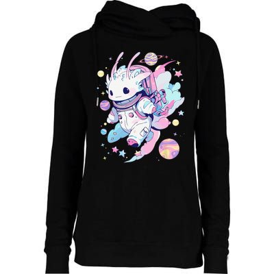 Cute Space Galaxy Axolotl Pastel Goth Aesthetic Nu Goth Womens Funnel Neck Pullover Hood