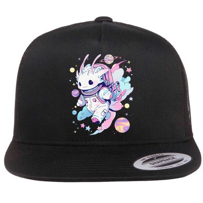 Cute Space Galaxy Axolotl Pastel Goth Aesthetic Nu Goth Flatbill Hat