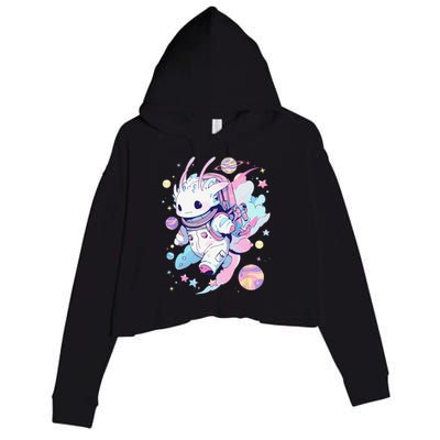 Cute Space Galaxy Axolotl Pastel Goth Aesthetic Nu Goth Crop Fleece Hoodie