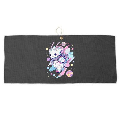 Cute Space Galaxy Axolotl Pastel Goth Aesthetic Nu Goth Large Microfiber Waffle Golf Towel