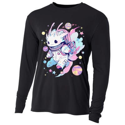 Cute Space Galaxy Axolotl Pastel Goth Aesthetic Nu Goth Cooling Performance Long Sleeve Crew