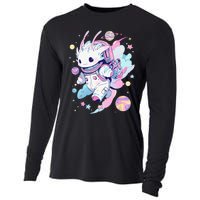 Cute Space Galaxy Axolotl Pastel Goth Aesthetic Nu Goth Cooling Performance Long Sleeve Crew