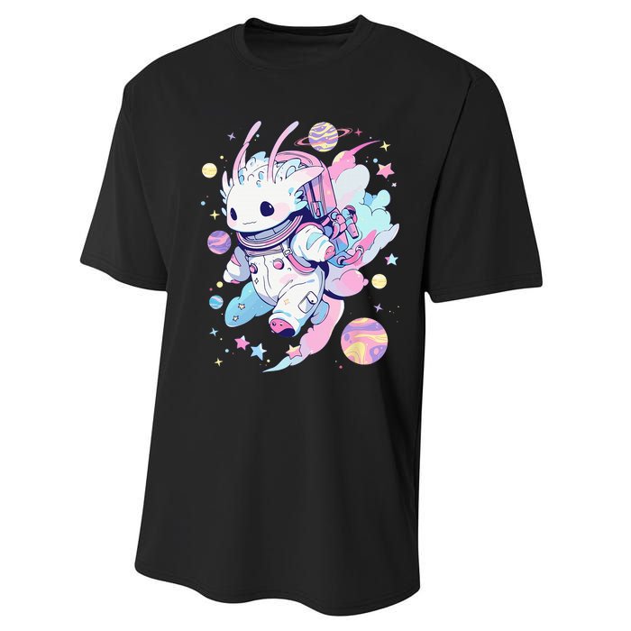 Cute Space Galaxy Axolotl Pastel Goth Aesthetic Nu Goth Performance Sprint T-Shirt