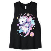 Cute Space Galaxy Axolotl Pastel Goth Aesthetic Nu Goth Women's Racerback Cropped Tank