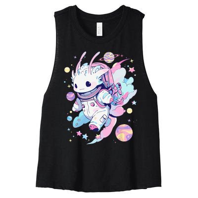 Cute Space Galaxy Axolotl Pastel Goth Aesthetic Nu Goth Women's Racerback Cropped Tank