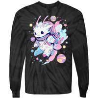 Cute Space Galaxy Axolotl Pastel Goth Aesthetic Nu Goth Tie-Dye Long Sleeve Shirt