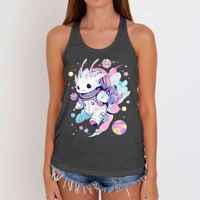 Cute Space Galaxy Axolotl Pastel Goth Aesthetic Nu Goth Women's Knotted Racerback Tank