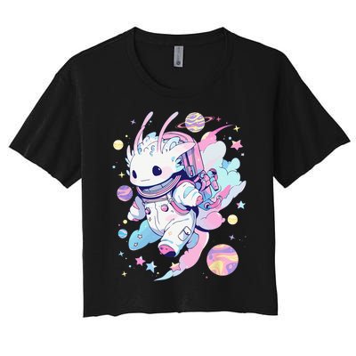 Cute Space Galaxy Axolotl Pastel Goth Aesthetic Nu Goth Women's Crop Top Tee