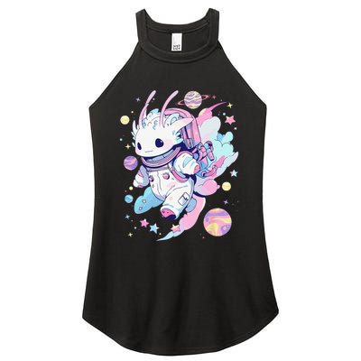 Cute Space Galaxy Axolotl Pastel Goth Aesthetic Nu Goth Women's Perfect Tri Rocker Tank