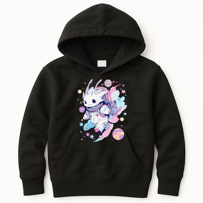 Cute Space Galaxy Axolotl Pastel Goth Aesthetic Nu Goth Kids Hoodie