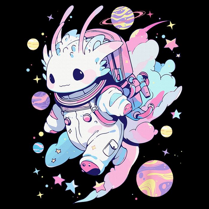 Cute Space Galaxy Axolotl Pastel Goth Aesthetic Nu Goth Short Acrylic Beanie