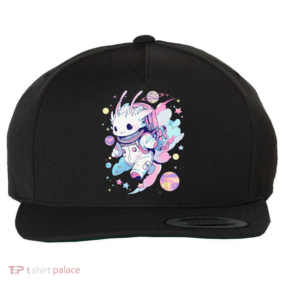 Cute Space Galaxy Axolotl Pastel Goth Aesthetic Nu Goth Wool Snapback Cap