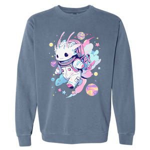 Cute Space Galaxy Axolotl Pastel Goth Aesthetic Nu Goth Garment-Dyed Sweatshirt