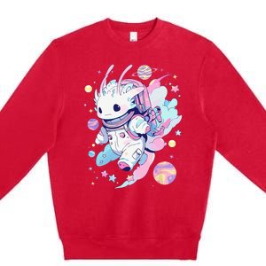 Cute Space Galaxy Axolotl Pastel Goth Aesthetic Nu Goth Premium Crewneck Sweatshirt