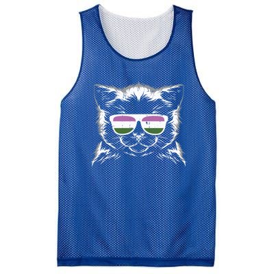 Cat Sunglasses Genderqueer Pride Kitten Lgbtq Proud Ally Gift Mesh Reversible Basketball Jersey Tank