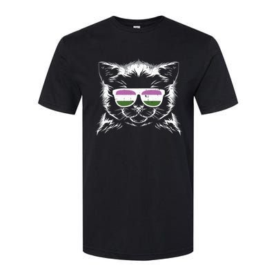 Cat Sunglasses Genderqueer Pride Kitten Lgbtq Proud Ally Gift Softstyle CVC T-Shirt