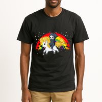 Cute Scary Ghost Face Skull Reaper On Golden Unicorn Rainbow Tall T-Shirt