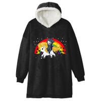 Cute Scary Ghost Face Skull Reaper On Golden Unicorn Rainbow Hooded Wearable Blanket