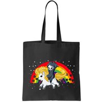 Cute Scary Ghost Face Skull Reaper On Golden Unicorn Rainbow Bag