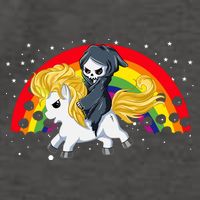 Cute Scary Ghost Face Skull Reaper On Golden Unicorn Rainbow Vector Backpack