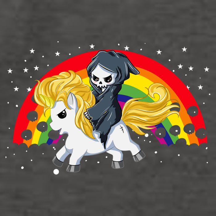 Cute Scary Ghost Face Skull Reaper On Golden Unicorn Rainbow Vector Backpack