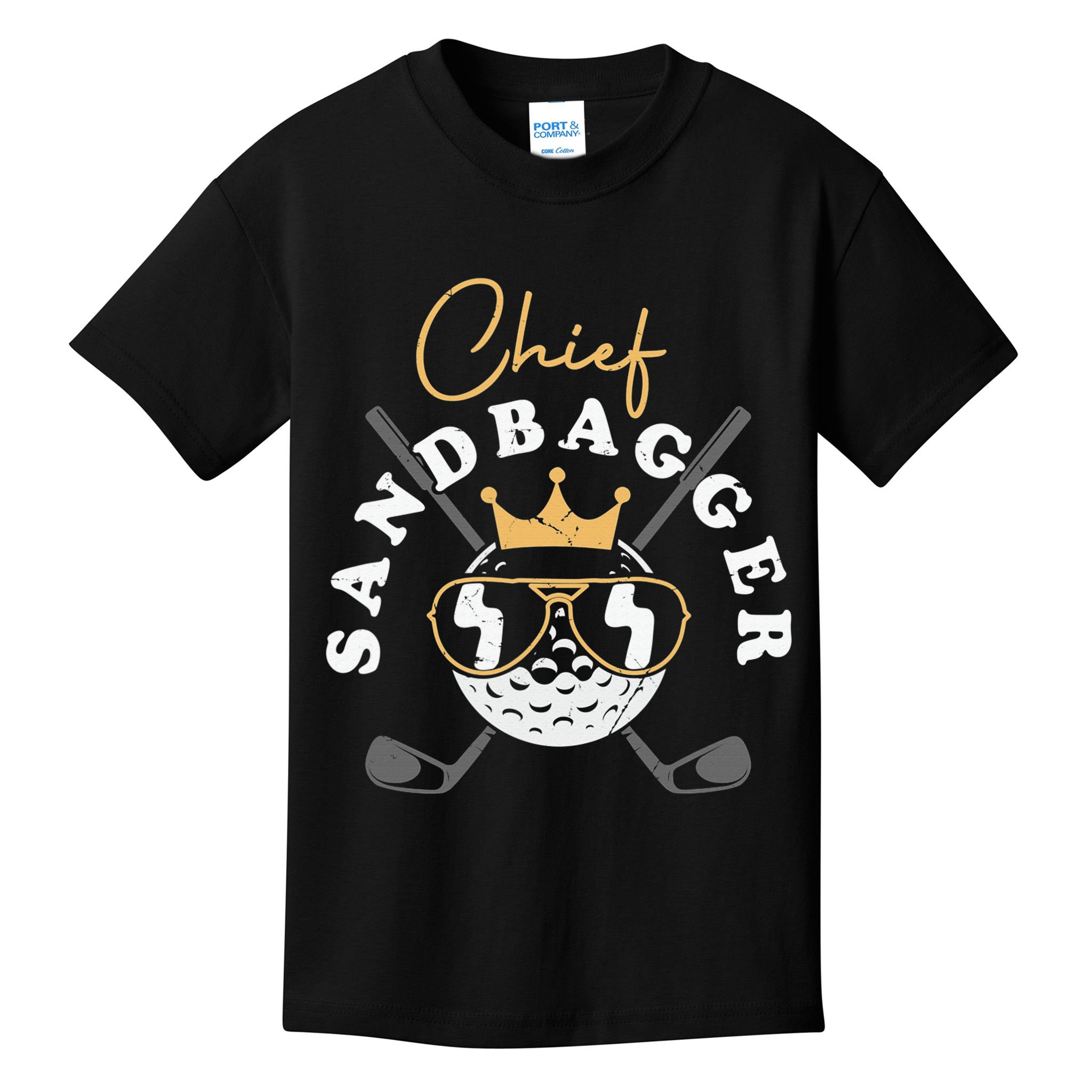 Chief Sandbagger Gift for Golf Meme BJJ Chess Sandbag Kids T-Shirt
