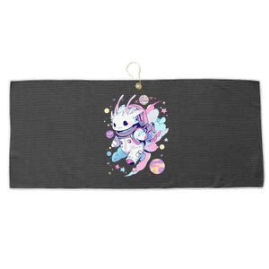 Cute Space Galaxy Axolotl Pastel Goth Aesthetic Nu Goth Large Microfiber Waffle Golf Towel