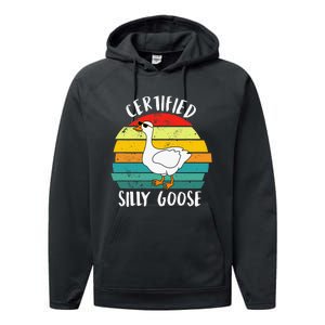 Certified Silly Goose Funny Goose Lover Farmer Farm Life Performance Fleece Hoodie