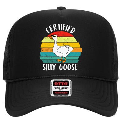 Certified Silly Goose Funny Goose Lover Farmer Farm Life High Crown Mesh Back Trucker Hat