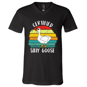 Certified Silly Goose Funny Goose Lover Farmer Farm Life V-Neck T-Shirt