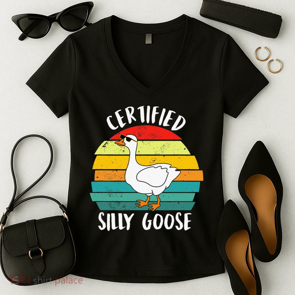 Certified Silly Goose Funny Goose Lover Farmer Farm Life Women's V-Neck T-Shirt